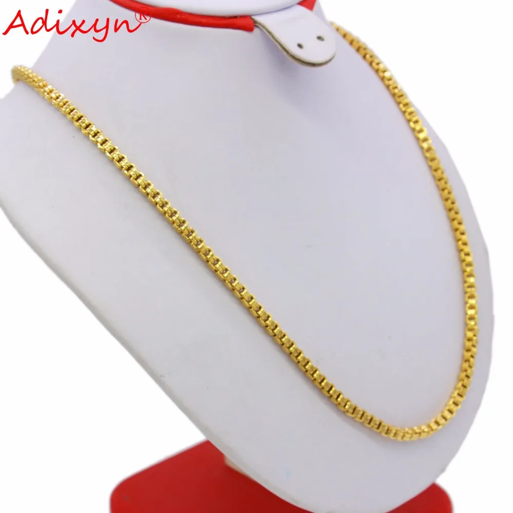 

Adixyn Length 45CM/60CM Width 5MM Box Chain Gold Color Necklaces for Women/Men African Ethiopian Arabic India Gifts N05075