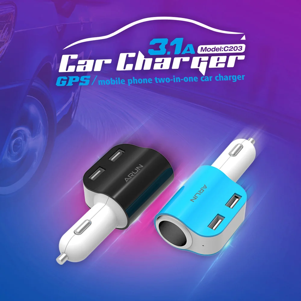 ARUN Car USB Charger Output 3.1A Fast Charger 2 USB Ports for Charger
