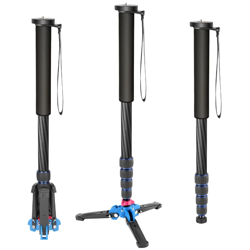  Neewer Extendable Camera Carbon Fiber Monopod with Removable Foldable Tripod Support Base: 5-sectio