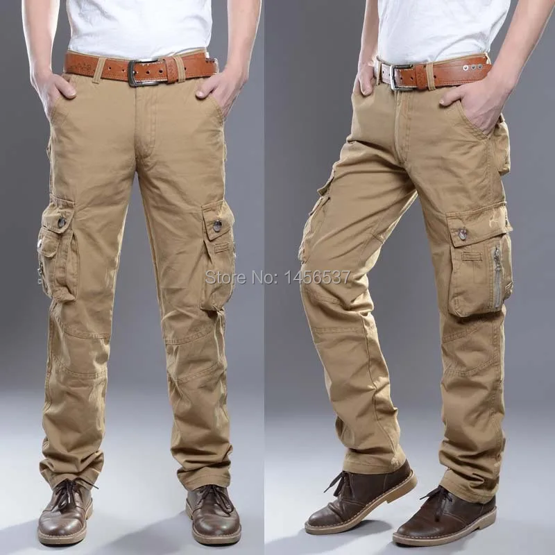 3 Colors 4 Size Best Quality Men Mid Waist Cotton Long Cargo Pants