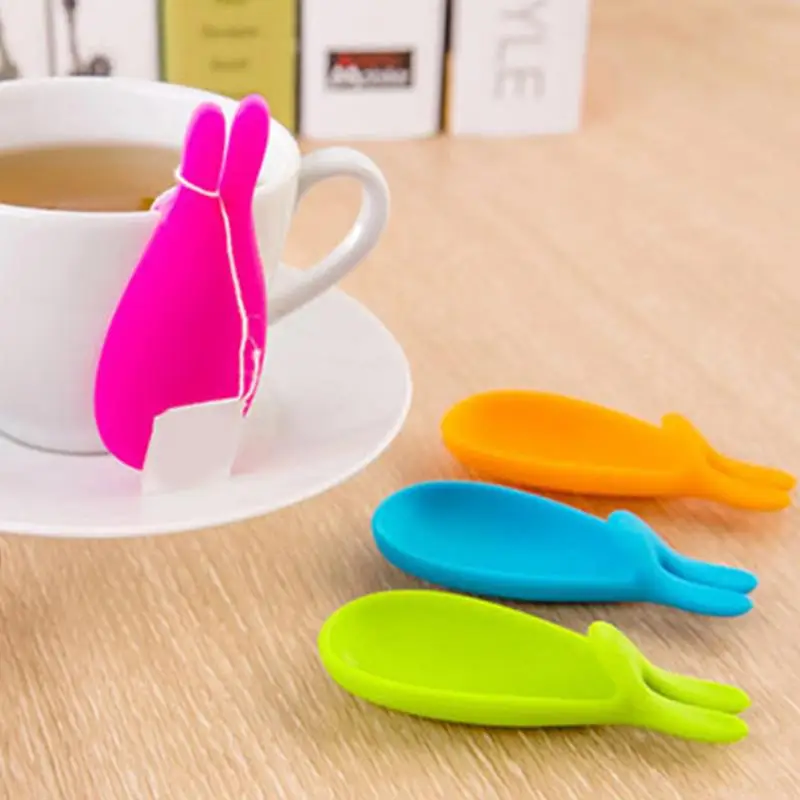 2 шт Милая силиконовая форма в виде кролика гелевый держатель для чайных пакетиков подвесной инструмент для чашки, кружки, чайные инструменты Randome color#0926