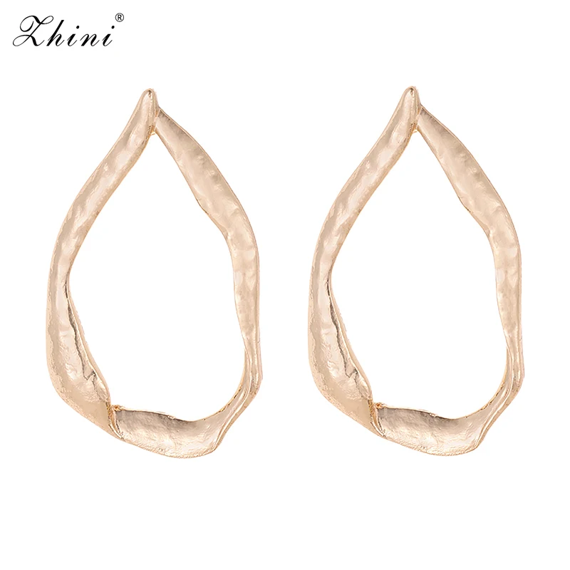 

ZHINI Metal Stud Earrings for Women Geometric Statement Earring Jewelry Punk Trend Wedding Hot Fashion Design Earrings Wholesale