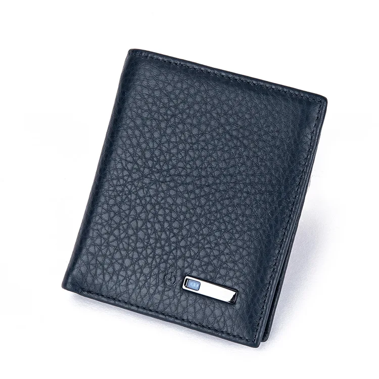 Умный мужской кошелек из натуральной кожи высокого качества, Интеллектуальный Bluetooth кошелек с защитой от потери, мужские держатели для карт, костюм для IOS, Android - Цвет: Vertical-Blue