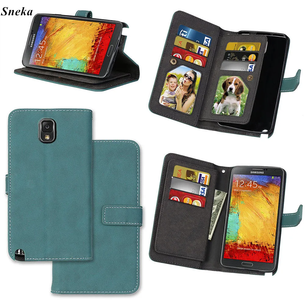 

sFor Samsung Galaxy Note 3 Cover Case Luxury leather Multifunction 9 cards Wallet Flip Stent case sFor Samsung Note III cover
