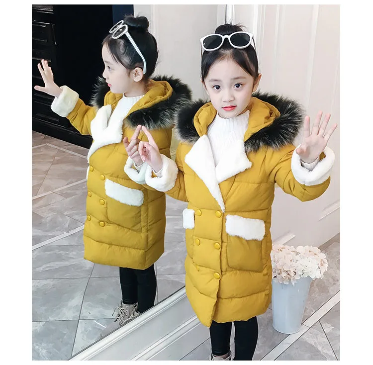 Children Cotton Jackets For Teenage Girls 2018 Winter Thick Warm Long Coats Kids Fur Hooded Outerwear Padded Clothes 5-16 Years  (17)