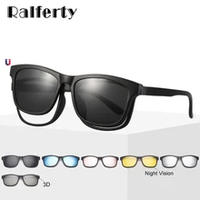 Ralferty, магнитные солнцезащитные очки для мужчин, оправа для очков с зажимом, солнцезащитные очки для женщин, поляризационные, UV400 TR90, 3D очки ночного видения A2201