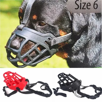 

Petalk Black / Red Quality Silicone Dog Muzzle Basket Design Adjusting Straps Mask 6 Sizes for small Medium large Dog