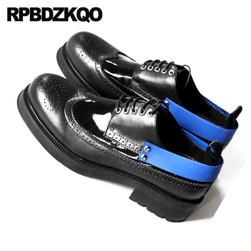 Cuir Luxe À La Chaussures Hommes Formelle Plus rouge blanc Bout Italie De D'aile Richelieu Européenne Main Robe Véritable En Italien Creepers Oxfords Taille Bleu awOzY