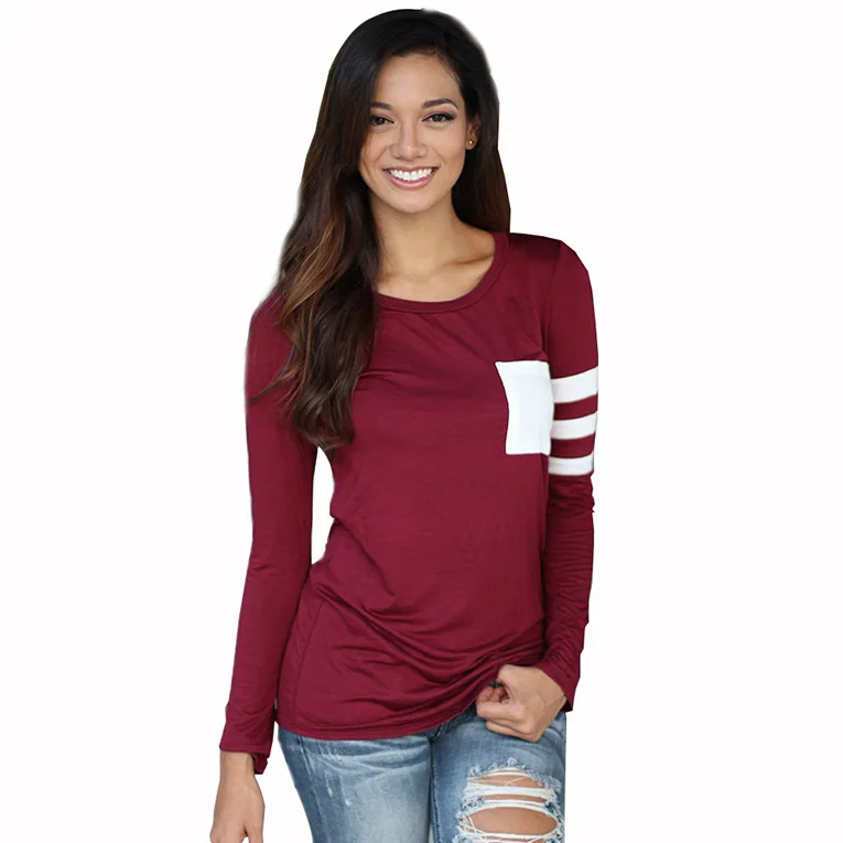 

2017 Fashion Casual Long Sleeve Mix Color T Shirt Women Top Tees Plus Size 3XL Summer Autumn T-Shirt Femme Tshirt Clothes