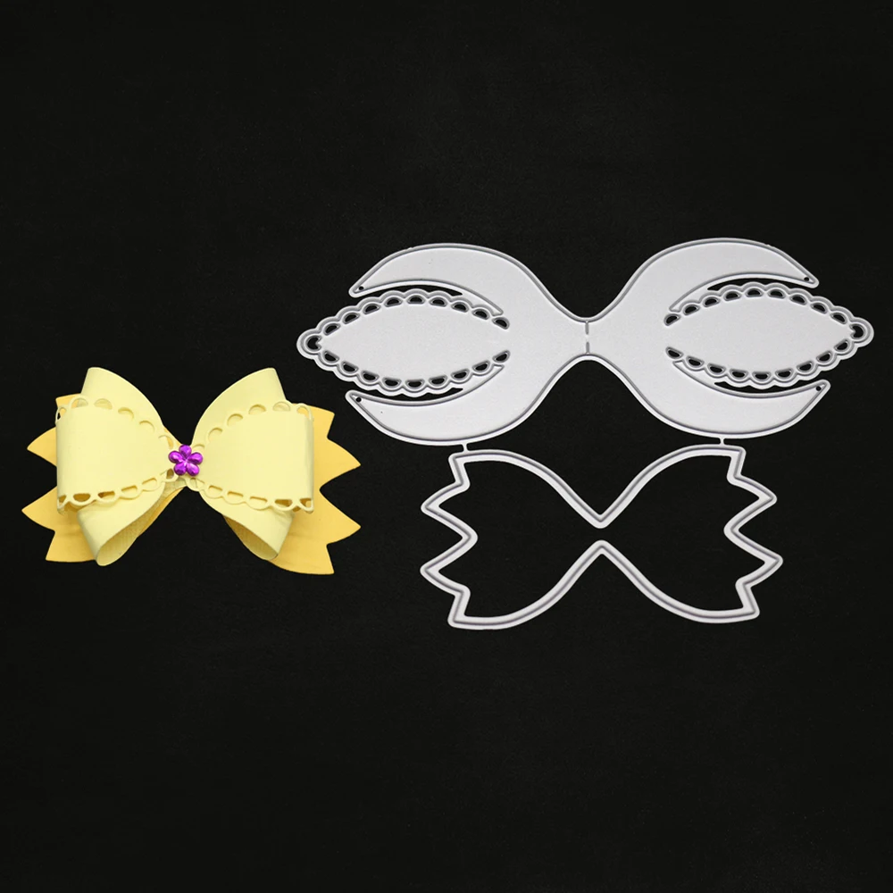 

138*103MM Stereoscopic Bow Making Scrapbook Greeting Card Lace Hollow Metal Cutting Dies Stencil Frame Embossing Template DIY