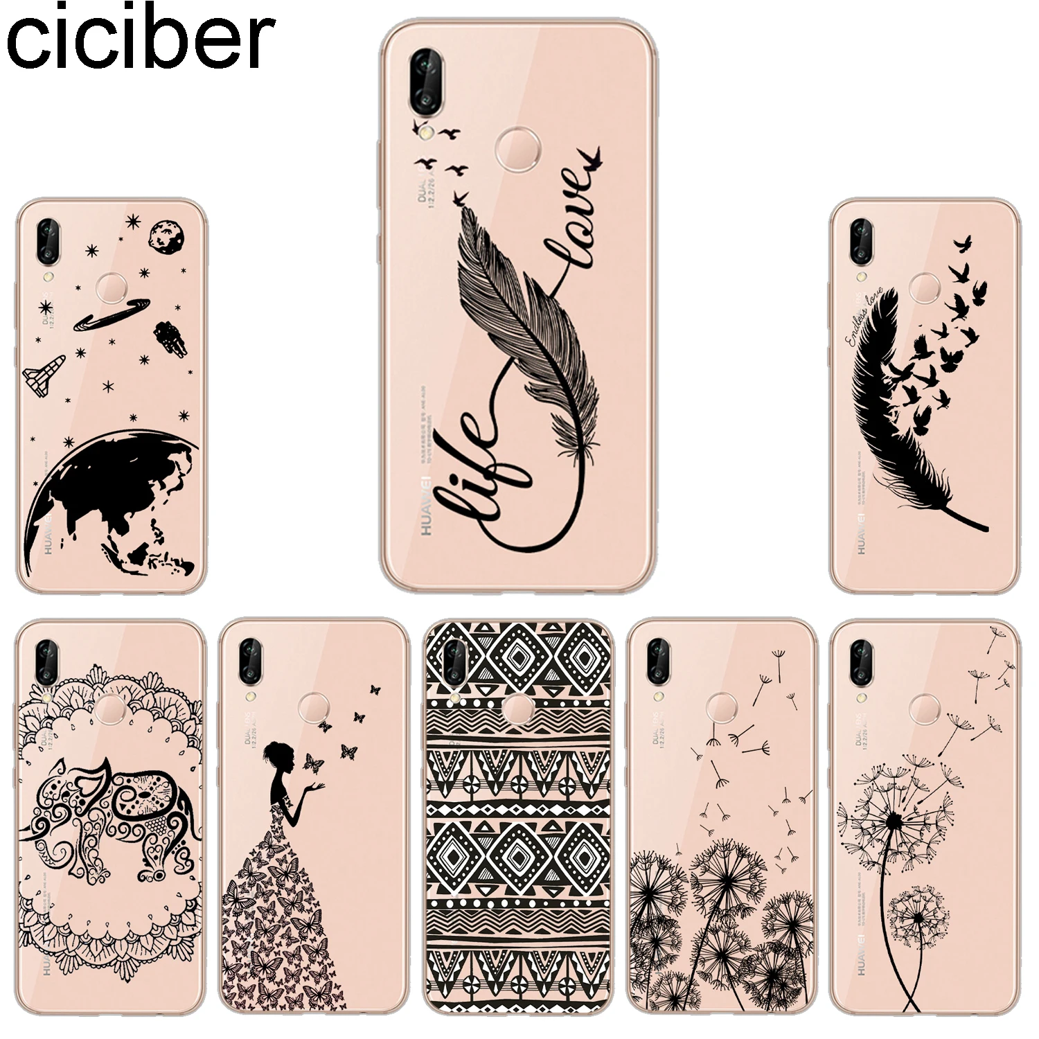 Ciciber чехлы для телефонов Huawei P20 P8 P9 P10 Mate 20 10 9 Lite 2017 X Pro мягкая задняя крышка из ТПУ P