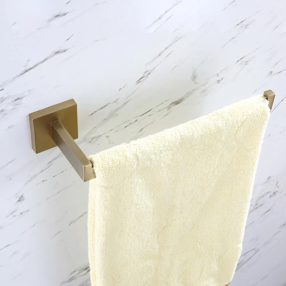Аксессуары для ванной комнаты, матовая Золотая подставка для посуды из нержавеющей стали, вешалка для полотенец, кольцо для полотенец, крючок для банного халата, бумажная вешалка для полотенец