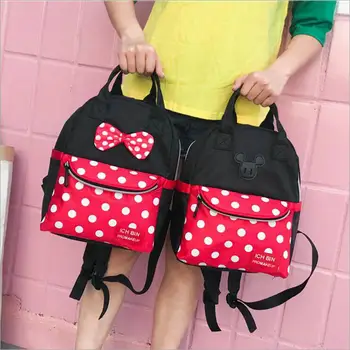 

New Female Bags Canvas Shoulder Backpack Student Casual Bags Kids Travel Bags Mickey Feminina High capacity cute backpacks