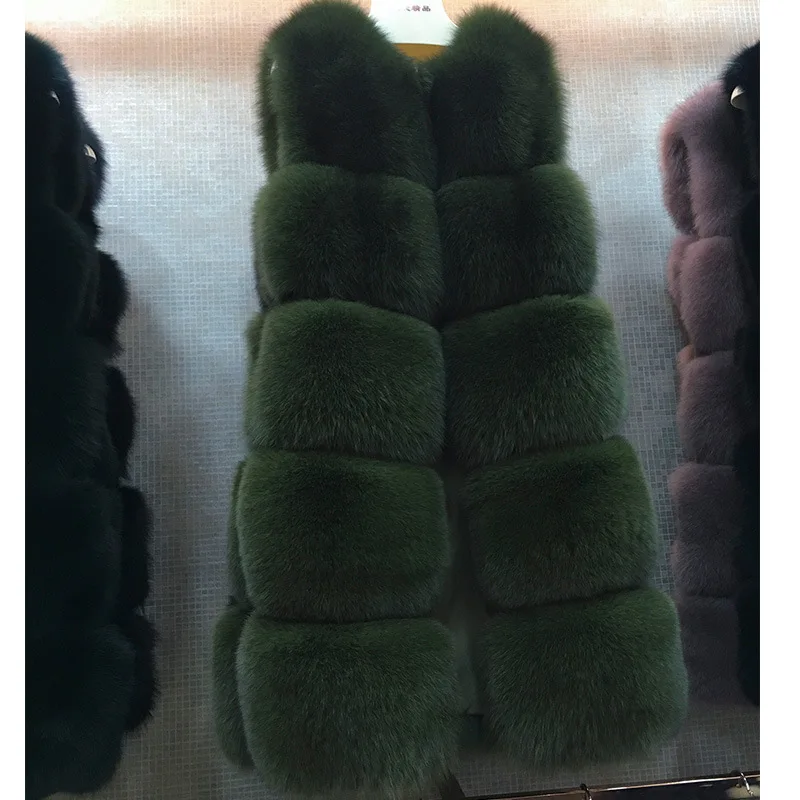 

JKP NEW Animal fur Winter Warm Fox Fur animal vest women high quality v-neck long Fur animal coat woman