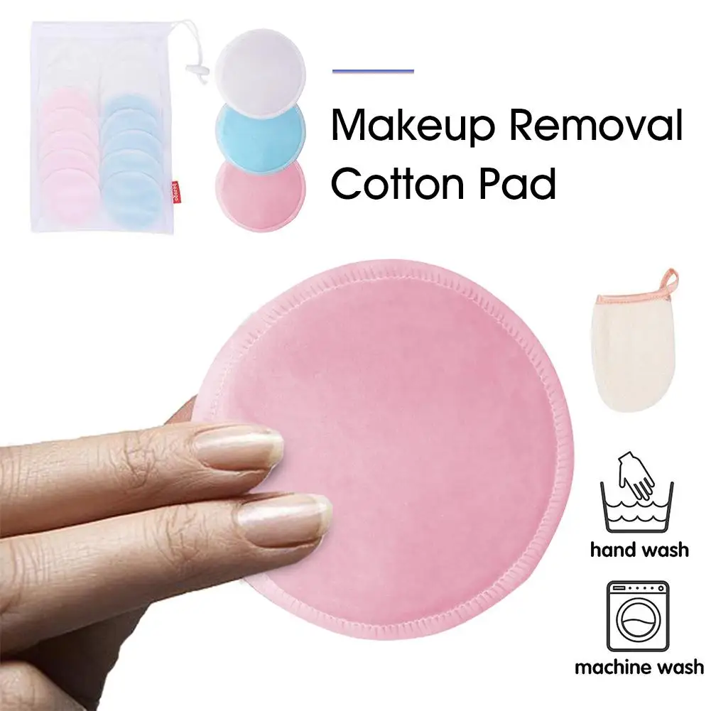 Removedor de Maquiagem Bambu Reutilizável Algodão Almofadas Lavável Limpeza Facial Dupla Camada Pano Sopro Cosméticos Ferramentas 17 Pçs 13 Removedor de maquiagem