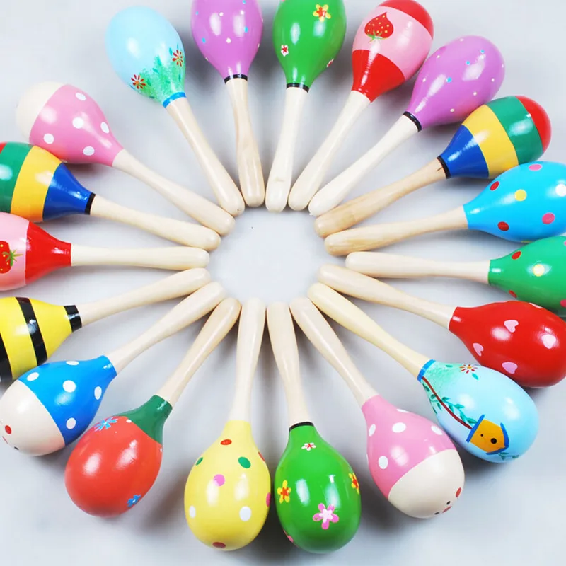 Baby Wooden Maraca Hand Rattles Kids Musical Party Favor Child Baby