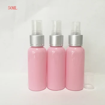 

50pcs 50ml pink spray pump travel PET bottle for cosmetic packaging,1.7 oz plastic empty bottles for liquid medicine