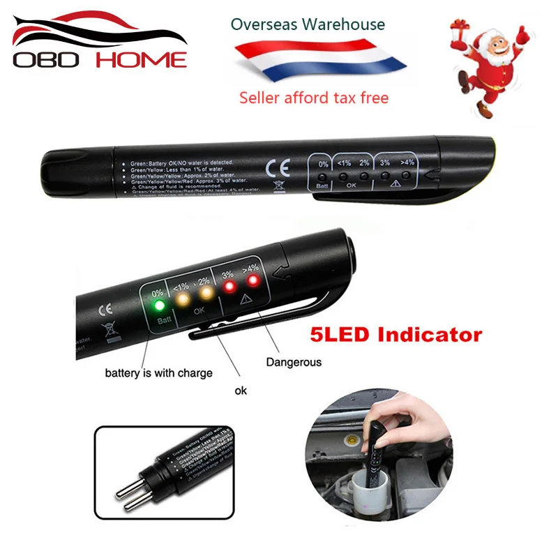 

Brake Fluid Tester Detector 5 LED Auto Diagnostic Tool for DOT3/DOT4 Vehicle Liquid Brake Fluid Tester Pen OBD 2 Diagnostic Tool
