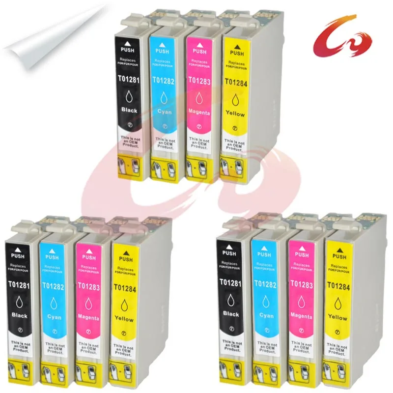 12 pcs T1281 T1284 Ink Cartridges Full Ink for Epson Stylus SX125 SX130