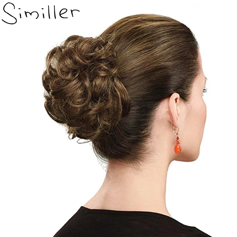 

Similler Synthetic Curly Chignon With Rubber Band Black Gold Women Clip In Hairpiece Bun Drawstring for Wedding 36 Colors