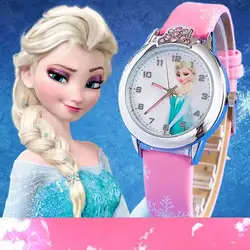 2019 новое платье принцессы узор дети смотрят моды Кристалл мультфильм кожаный ремешок кварцевые наручные часы Повседневное девушки