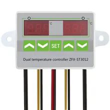 Переменный ток 12 В 24 В 220 В микрокомпьютер цифровой двойной термометр контроль температуры Лер термостат инкубатор контроль двойной зонд
