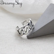 Преувеличенная личность 925 пробы Серебряная цепочка полые кольца для женщин Свадебные украшения регулируемый античный перстень Anillos