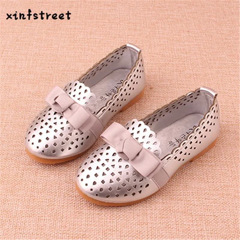 Xinfstreet обувь для детей Обувь девочек с милым бантиком малыша Slip-On вырез beathable один