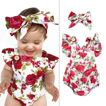 

Children Kids Girl Bodysuit Jumpsuit Jumper Sleeveless Floral Summer Cute Clothing FJ88