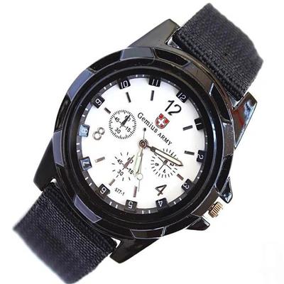 Мужские военные часы с нейлоновым ремешком, высококачественные кварцевые мужские спортивные часы Gemius, повседневные наручные часы - Цвет: Белый