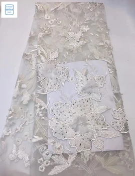 

High Quality nigerian lace fabric 2019 3D Sequins Flower embroidery African Lace Fabrics For Wedding ST1892