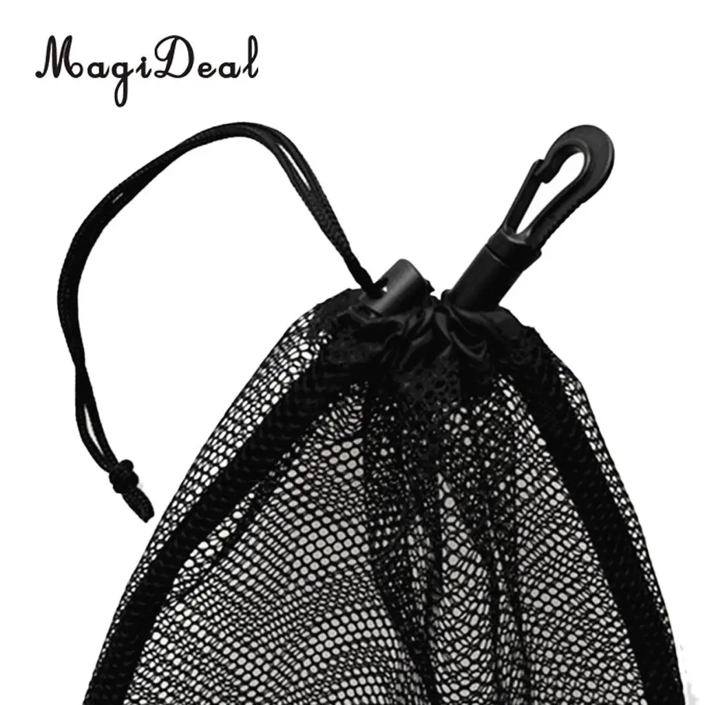 Durable Snorkeling Diving Mesh Nets Bag Pouch Kayak Boat Golf Tennis 30 Ball Carrying Holder Storage Clip On Caddy Pouch 20x24cm