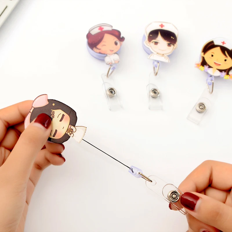 Cute Retractable Badge Reel Student Nurse Exhibition ID Name Card Badge Holder Office Business Supplies