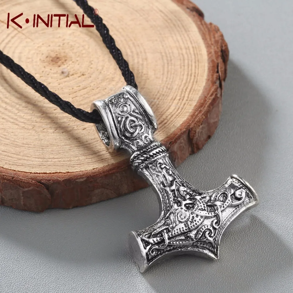 Kinitial Ретро огромный волк Тор ожерелье молоток Mjolnir искусственный скандинавский