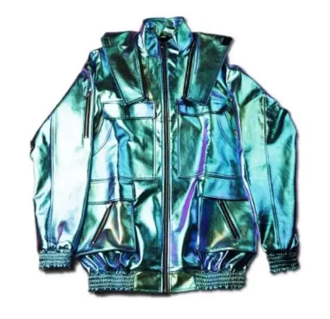 XS 5XL 2019 Мужская певица хип хоп dj ds сценические костюмы symphony iridescence Зеленая кожаная