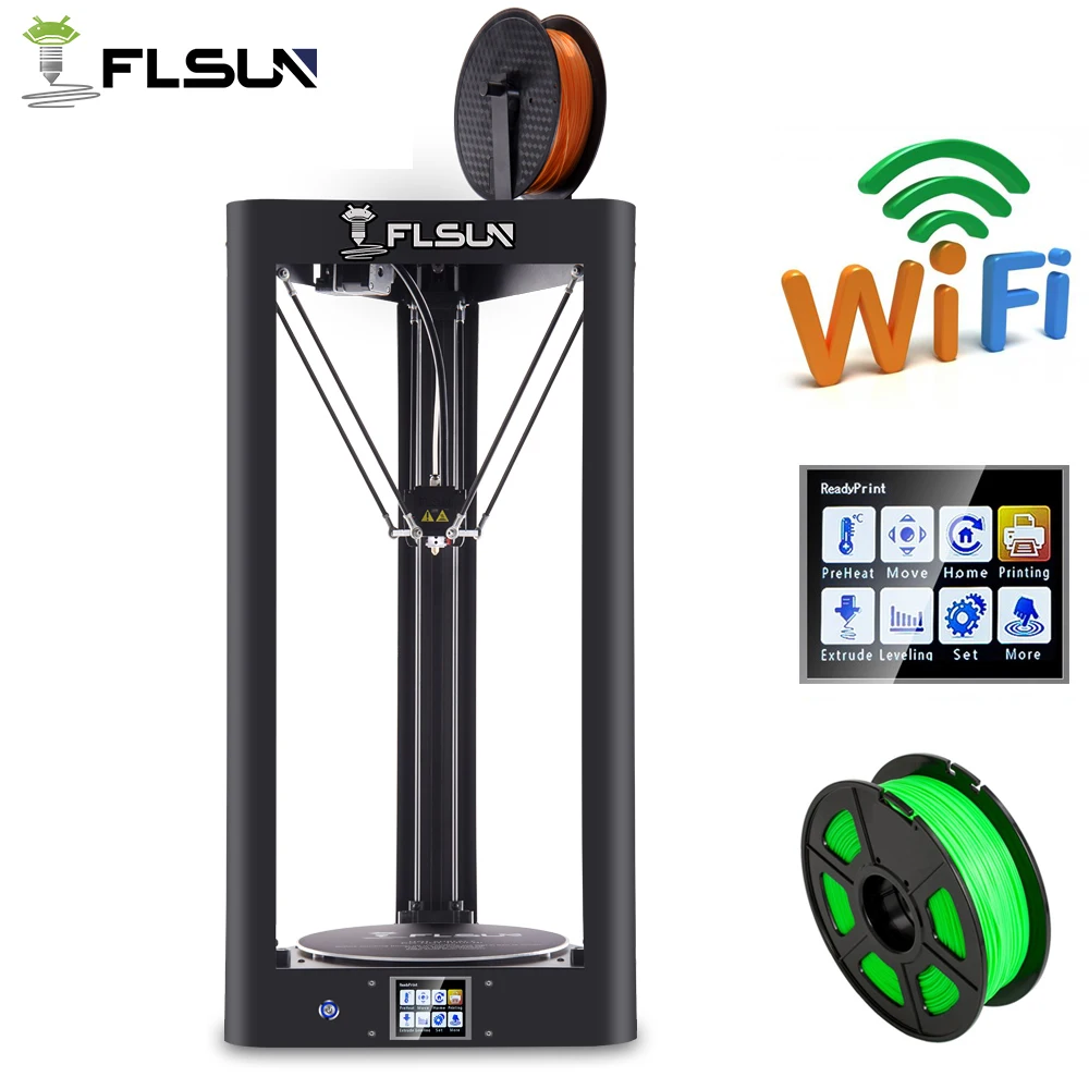 Flsun-QQ Delta Kossel 3d принтер сенсорный экран Wifi модуль большая площадь печати 260*260*370 мм, один рулон нити в подарок