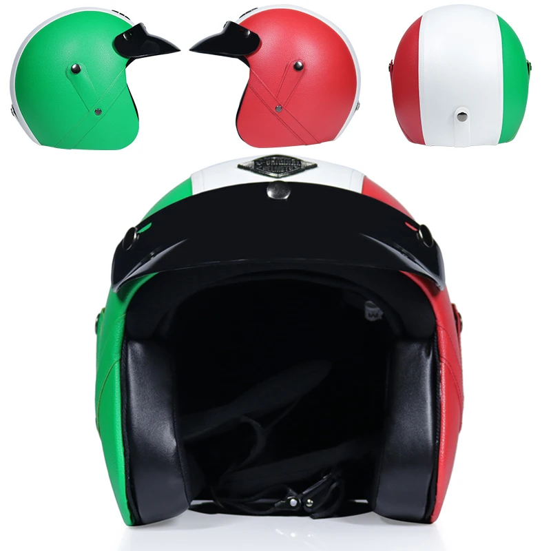 Кожа PU casco moto Винтаж moto rcycle шлем с открытым лицом камуфляж capacetes de moto ciclista vespa кафе гонщик