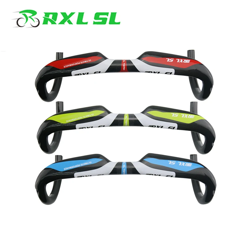 Руль велосипедный RXL SL 31 8 мм 3K глянцевый красный/синий/зеленый 400/420/440 мм|bent bar|carbon