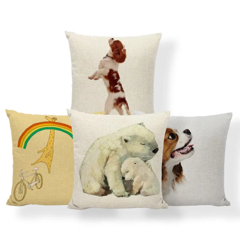 

Cavalier King Charles Spaniel Cushion Animal Panda Pillow Bicycle Owl Ethnic Dog Giraffe Throw Pillow Covers 45X45Cm Polyester