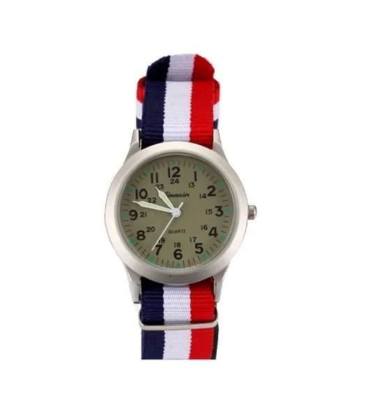 Популярные модные детские часы для студентов, для мальчиков и девочек, аналоговые кварцевые часы для мужчин, повседневные женские наручные часы, Холщовый ремешок, Relojes, подарки - Цвет: S white red blue