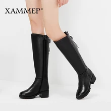 Брендовая женская зимняя обувь; женские зимние сапоги из натуральной кожи; женская обувь из натуральной шерсти; теплые высококачественные сапоги до колена