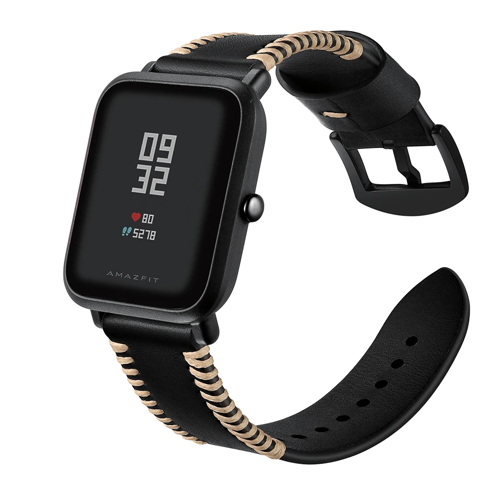 20MM band for AMAZFIT watch band Handmade real leather bracelet for xiaomi men's watch strap (9)