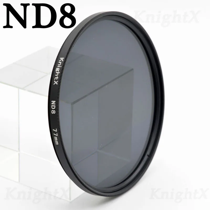 KnightX 49 мм 52 мм 55 мм 58 мм 67 мм 77 мм FLD UV CPL Star nd фильтр объектива для Nikon Canon градиентный поляризационный комплект объективов для камеры 72 62 - Цвет: ND8