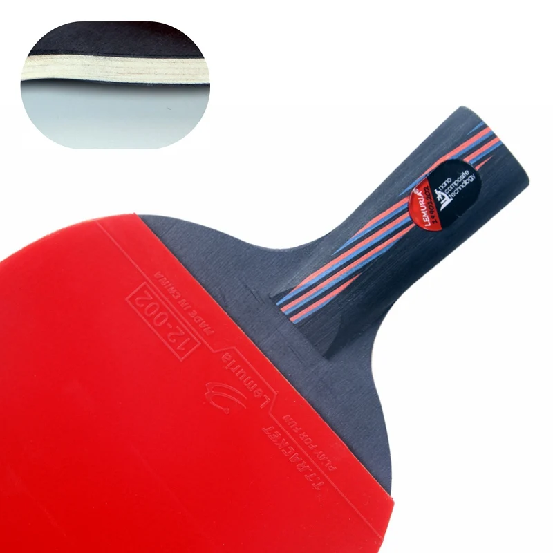  Lemuria Professional carbon fiber table tennis racket with double face pimples-in table tennis rubb