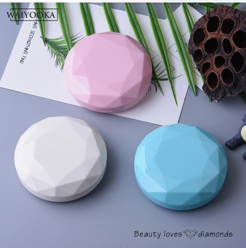 

2019 Diamond Contact Lens Case With Mirror women Colored Contact Lenses box eyes contact lens container Lovely Travel kit box
