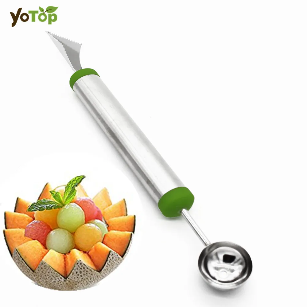 YOTOP Stainless Steel Melon Baller Fruit Carving Knife Double Side