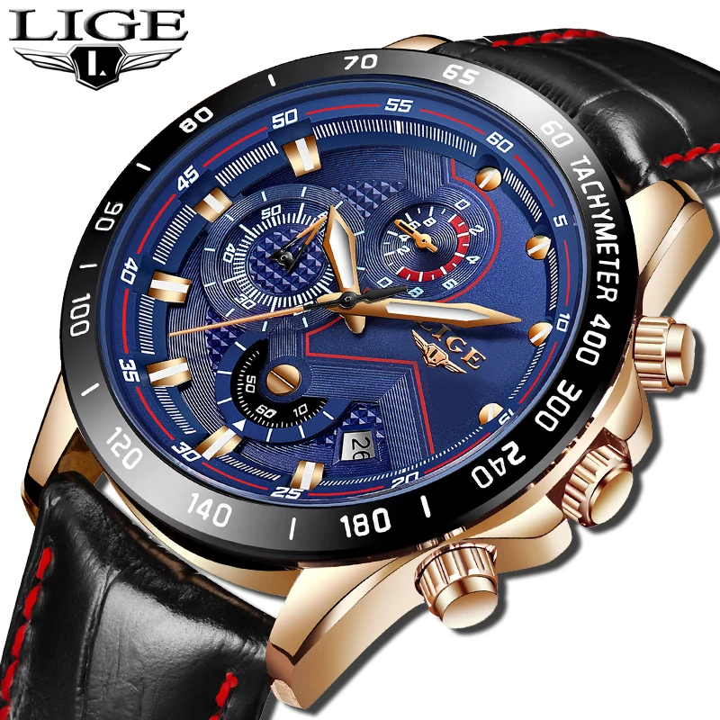 

LIGE Watch Men Fashion Quartz Army Military Clock Mens Watches Top Brand Luxury Leather Waterproof Sport Watch Relogio Masculino