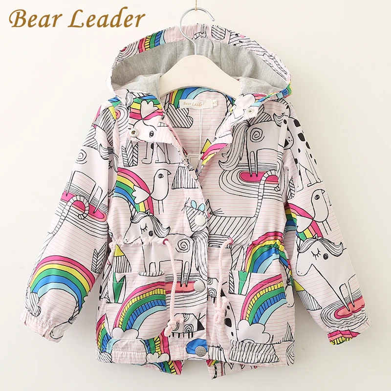Bear Leader Girls Coats and Jackets Kids 2017 Autumn Brand Children For Girls Clothes Cartoon Print Outerwear Hooded For 3-7Y