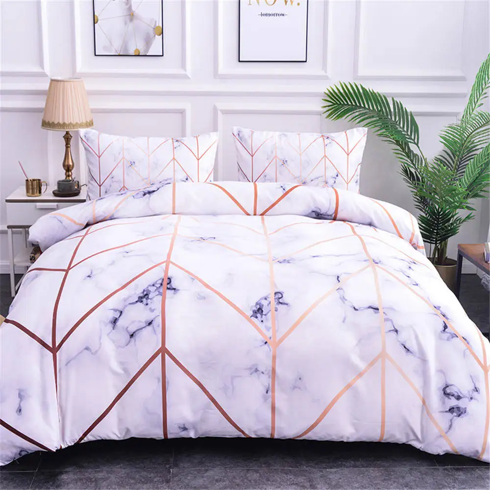 ZEIMON простой стиль 3D геометрический мрамор полиэстер постельное белье наборы постельных принадлежностей для пододеяльника набор королева размер стеганое одеяло постельное белье