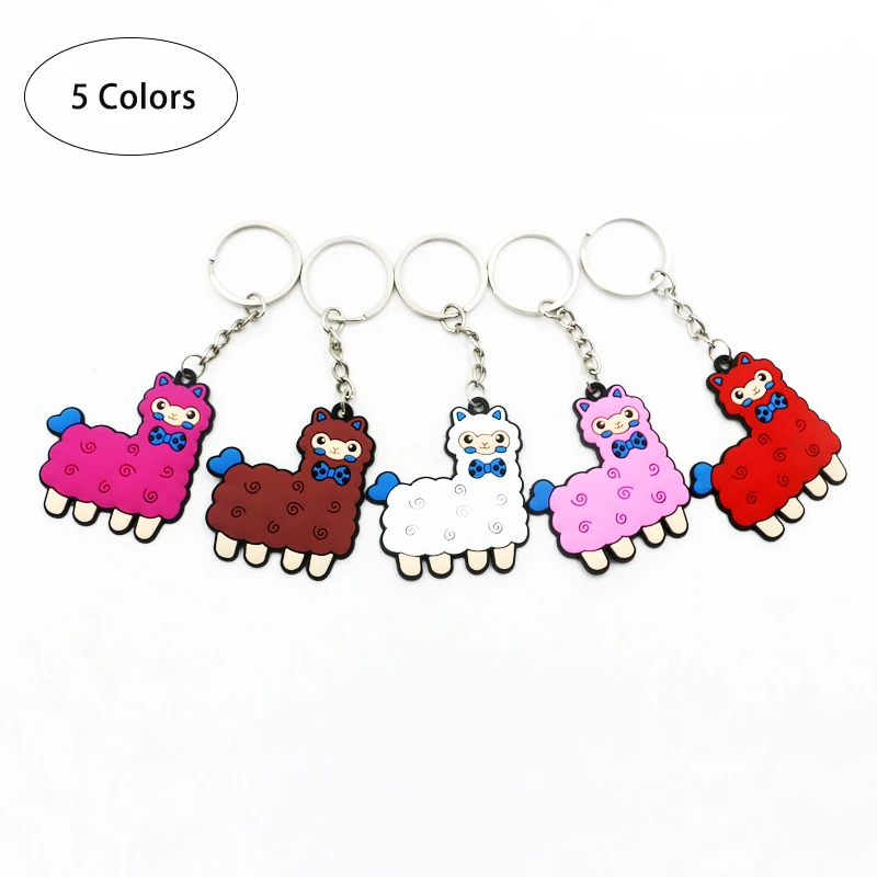 

New PVC Llama Keychain Alpaca Keyring Pendant Key Chain Metal Ring Gift Purse Bag Hand Decoration